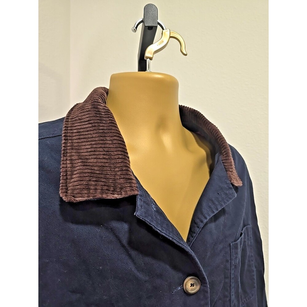 Westbound Canvas Chore Coat Jacket Mens Sz XL Blue Corduroy Collar Blanket Lined